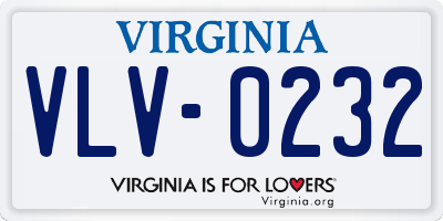VA license plate VLV0232