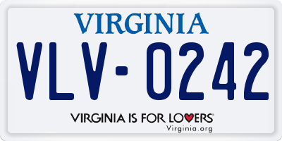 VA license plate VLV0242