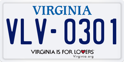 VA license plate VLV0301