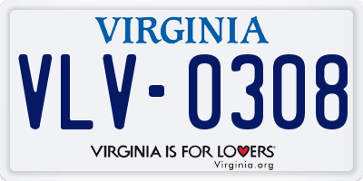 VA license plate VLV0308