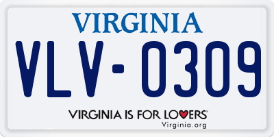 VA license plate VLV0309