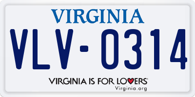 VA license plate VLV0314