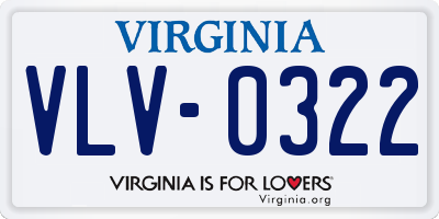 VA license plate VLV0322