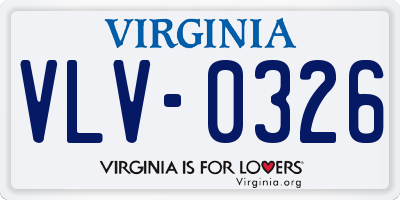 VA license plate VLV0326