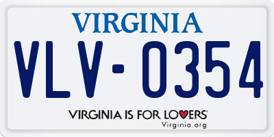 VA license plate VLV0354