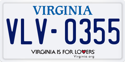 VA license plate VLV0355