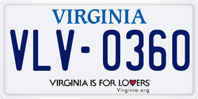 VA license plate VLV0360
