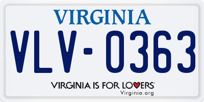 VA license plate VLV0363