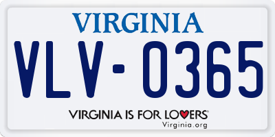 VA license plate VLV0365