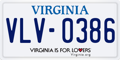 VA license plate VLV0386