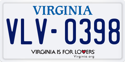 VA license plate VLV0398