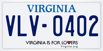 VA license plate VLV0402