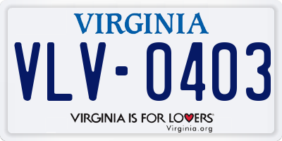 VA license plate VLV0403
