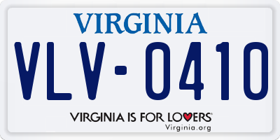 VA license plate VLV0410