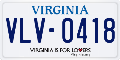 VA license plate VLV0418