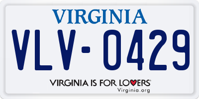 VA license plate VLV0429