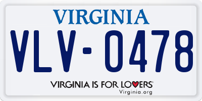 VA license plate VLV0478