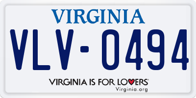 VA license plate VLV0494