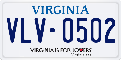 VA license plate VLV0502
