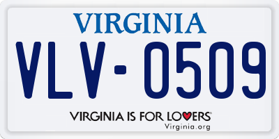 VA license plate VLV0509