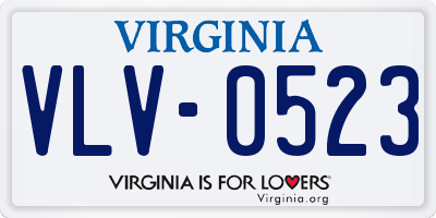 VA license plate VLV0523