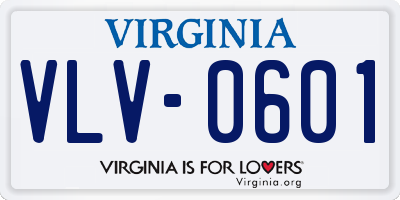 VA license plate VLV0601
