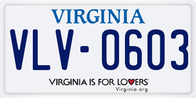 VA license plate VLV0603