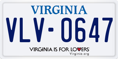 VA license plate VLV0647