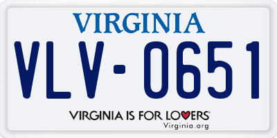 VA license plate VLV0651