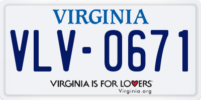 VA license plate VLV0671