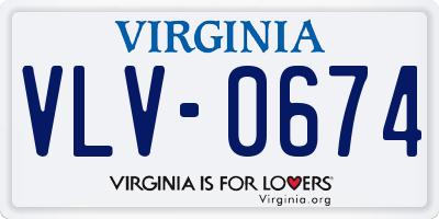 VA license plate VLV0674