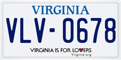 VA license plate VLV0678