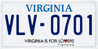 VA license plate VLV0701