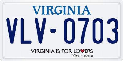 VA license plate VLV0703