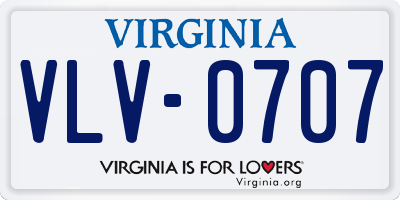 VA license plate VLV0707