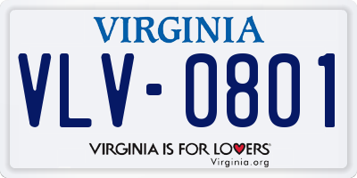 VA license plate VLV0801