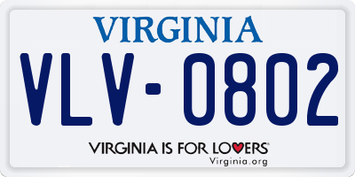 VA license plate VLV0802