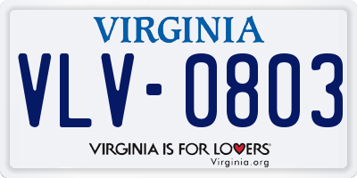VA license plate VLV0803