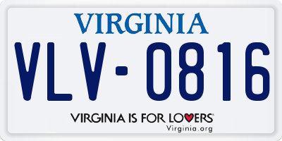 VA license plate VLV0816