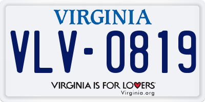 VA license plate VLV0819