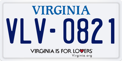 VA license plate VLV0821