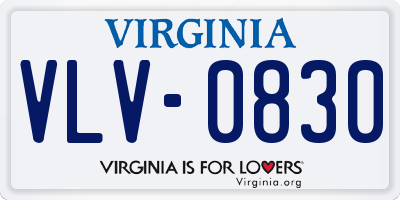 VA license plate VLV0830