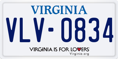 VA license plate VLV0834