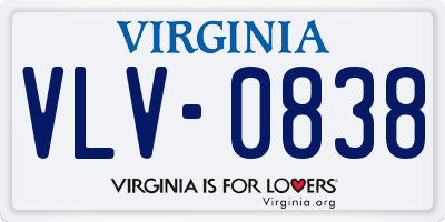 VA license plate VLV0838