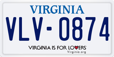 VA license plate VLV0874
