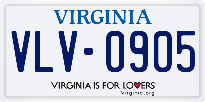 VA license plate VLV0905