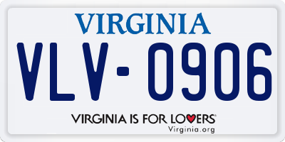 VA license plate VLV0906