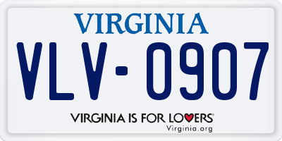 VA license plate VLV0907