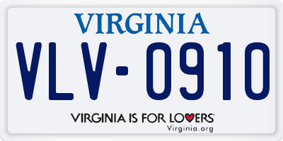 VA license plate VLV0910