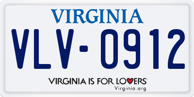 VA license plate VLV0912